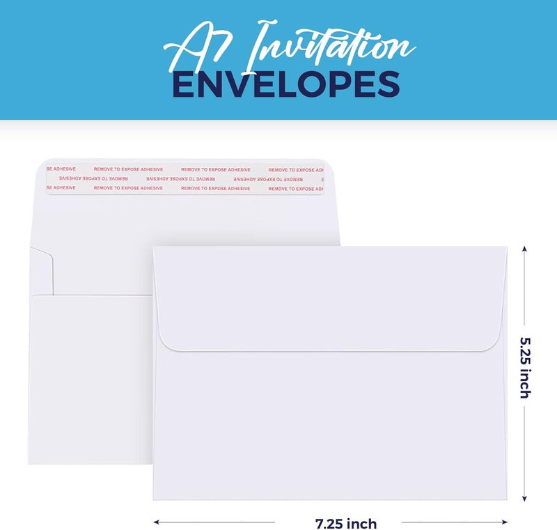 ACSTEP 200PACK 5 X 7 Envelopes, White A7 Envelopes Self Seal for Weddings, Invitations, Photos, Postcards, Greeting Cards Mailing,Baby Shower, Graduation - Image 3